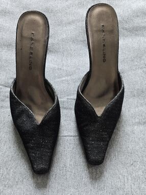 Bandolino Black Sparkle Pointed Mule Slides